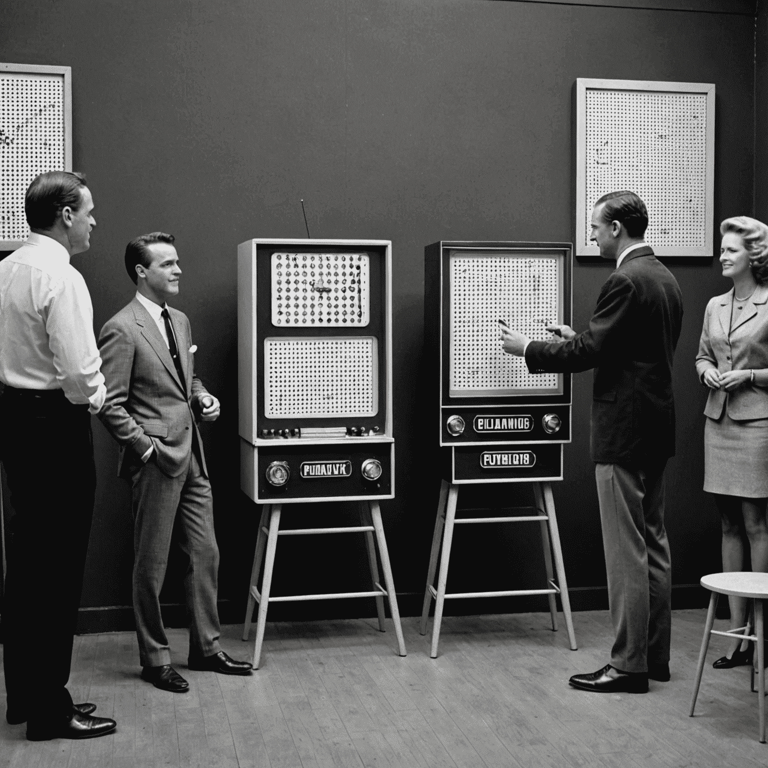 A black and white image showing the evolution of Plinko from its TV show origins to a popular party game. The image includes vintage TV sets and modern home party scenes.