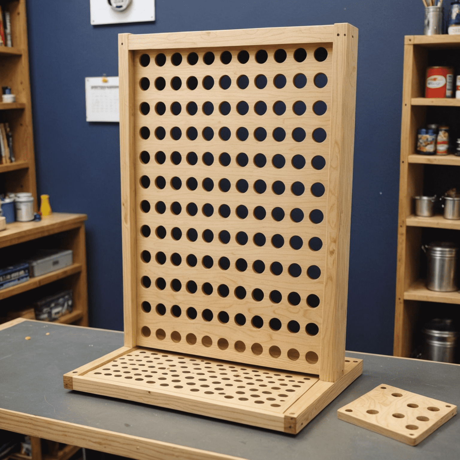 A step-by-step collage of building a homemade Plinko board